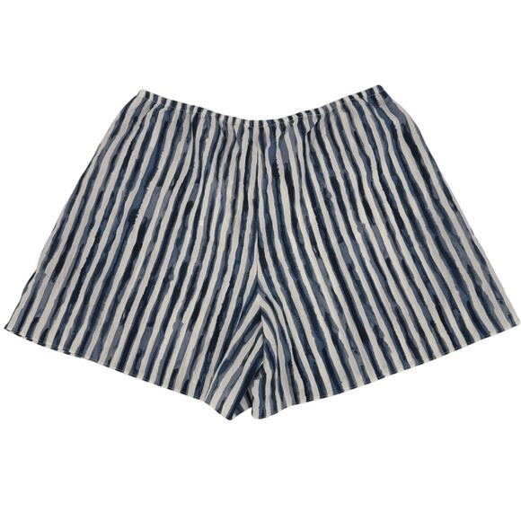 NWT Vince Women's Painterly Coastal Blue Striped Tencel Blend Shorts Size L - Picture 2 of 8